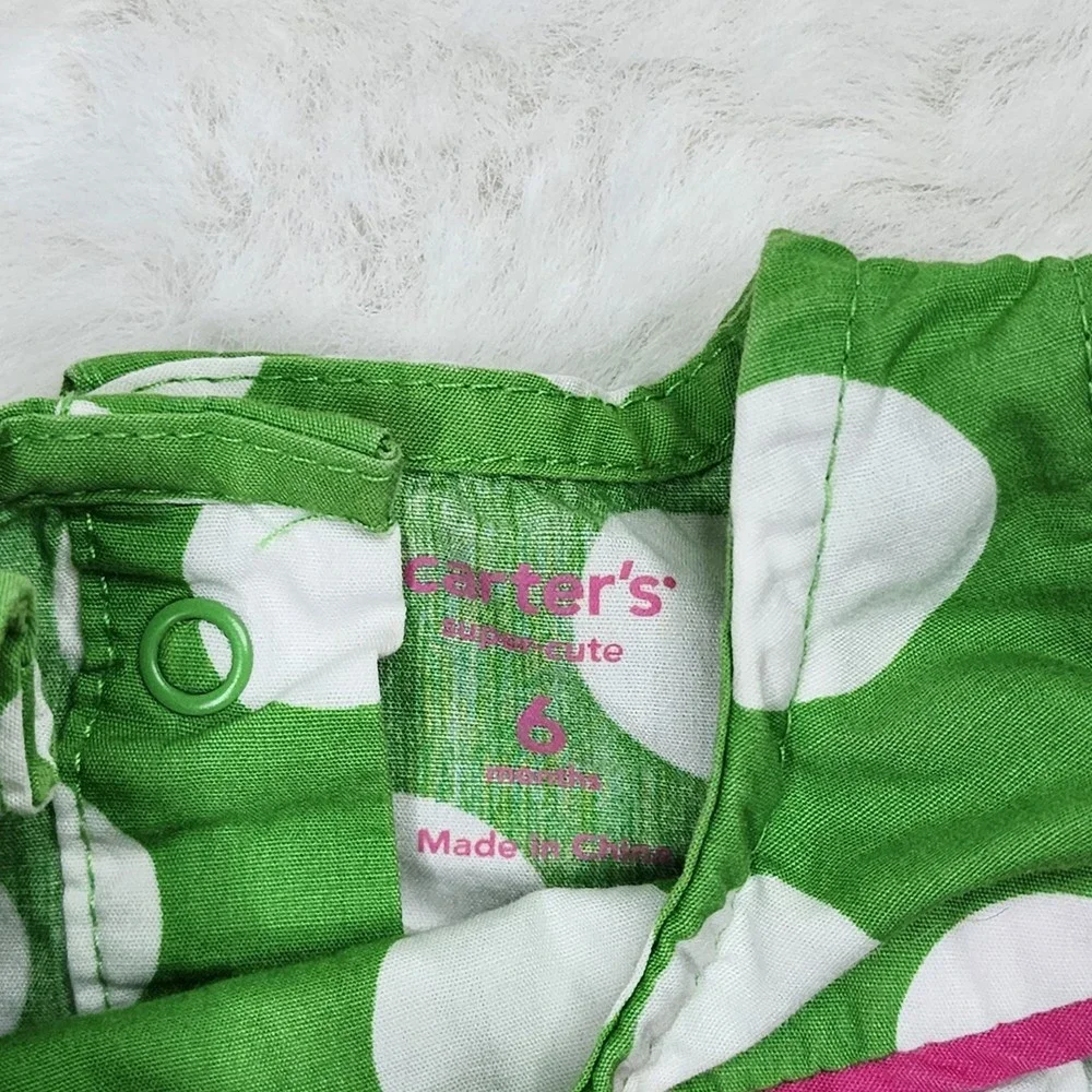 Carter's Brown & White Gingham and Green Polka Dot Baby One-Piece Set